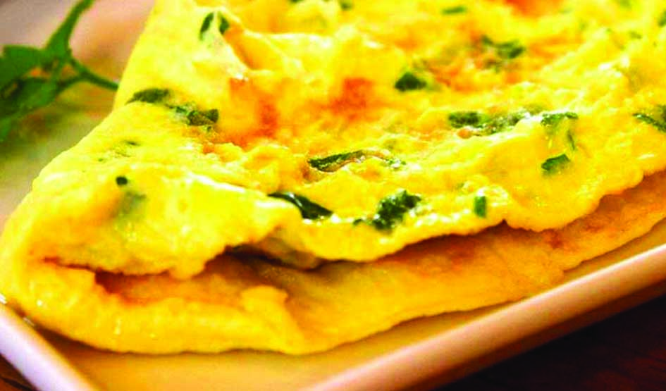 Omelette con gamberi
