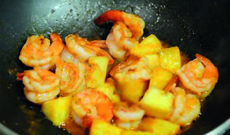 Gamberetti al limone e ananas